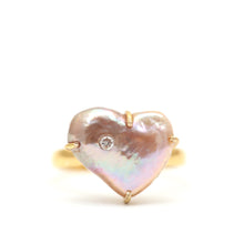 將圖片載入圖庫檢視器 14k Diamond Pink Pearl Heart Ring
