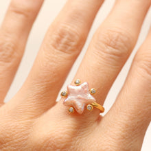 將圖片載入圖庫檢視器 14k Diamond Pink Pearl Star Ring
