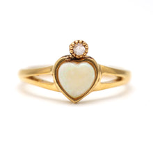 將圖片載入圖庫檢視器 14k Opal Heart Rose Cut Diamond Ring
