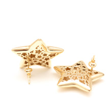 Load image into Gallery viewer, 14K Large Puffy Star Earrings
