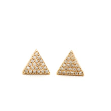 Charger l'image dans la galerie, 14k Pavé Diamond Triangle Stud Earrings
