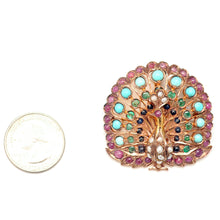 Laden Sie das Bild in den Galerie-Viewer, Antique Multigem Peacock Pendant
