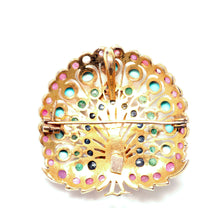 Laden Sie das Bild in den Galerie-Viewer, Antique Multigem Peacock Pendant
