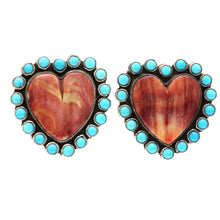 Load image into Gallery viewer, Federico Jimenez Spiny Oyster Heart Turquoise Earrings
