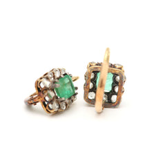 Carica l'immagine nel visualizzatore di Gallery, 14k Rose Cut Diamond Emerald Earrings
