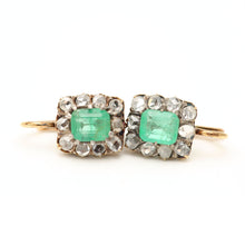 Carica l'immagine nel visualizzatore di Gallery, 14k Rose Cut Diamond Emerald Earrings
