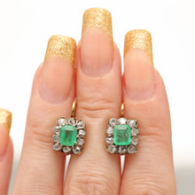 Carica l'immagine nel visualizzatore di Gallery, 14k Rose Cut Diamond Emerald Earrings
