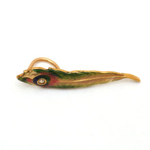 Carica l'immagine nel visualizzatore di Gallery, 14k Art Nouveau Enamel Diamond Peacock Feather Pendant

