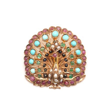 Laden Sie das Bild in den Galerie-Viewer, Antique Multigem Peacock Pendant
