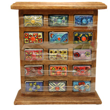 Carica l'immagine nel visualizzatore di Gallery, wooden mini chest with ceramic drawers
