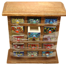 Carica l'immagine nel visualizzatore di Gallery, wooden mini chest with ceramic drawers
