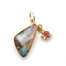 Carica l'immagine nel visualizzatore di Gallery, 14k Australian Boulder Opal Pink Tourmaline Pendant
