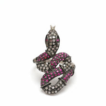 Load image into Gallery viewer, Pavé Diamond Ruby Snake Ring
