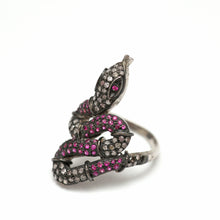 Load image into Gallery viewer, Pavé Diamond Ruby Snake Ring

