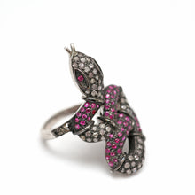 Load image into Gallery viewer, Pavé Diamond Ruby Snake Ring
