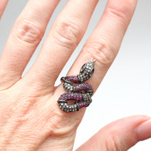 Load image into Gallery viewer, Pavé Diamond Ruby Snake Ring
