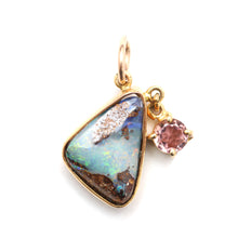 Load image into Gallery viewer, 14k Australian Boulder Opal Pink Tourmaline Pendant
