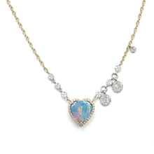 Laden Sie das Bild in den Galerie-Viewer, 14k Diamond Opal Heart Necklace L
