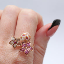 將圖片載入圖庫檢視器 14k Diamond Pearl Skull Memento Mori Ring
