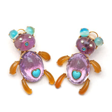 画像をギャラリービューアに読み込む, 18k Amethyst Gem Bear Earrings
