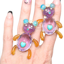 画像をギャラリービューアに読み込む, 18k Amethyst Gem Bear Earrings
