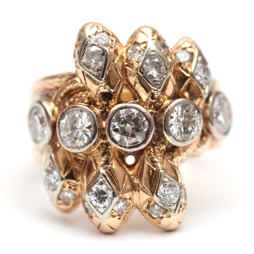 14k Medusa Diamond Snake Ring