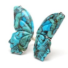 Load image into Gallery viewer, Giant Turquoise Butterfly Cuff Ring
