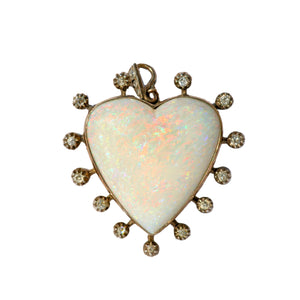 18k Diamond Opal Heart Pendant