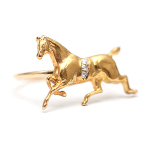 14k Diamond Horse Stick Pin Ring