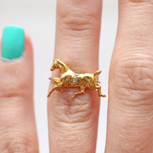 Load image into Gallery viewer, 14k Diamond Horse Stick Pin Ring
