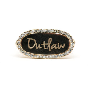 14k Diamond "Outlaw" Signet Ring