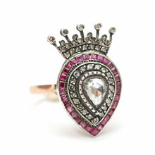Load image into Gallery viewer, 12k Diamond Ruby Crowned Heart Ring
