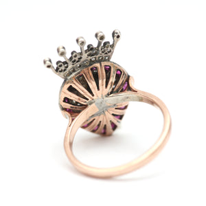 12k Diamond Ruby Crowned Heart Ring