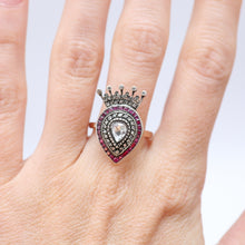 將圖片載入圖庫檢視器 12k Diamond Ruby Crowned Heart Ring

