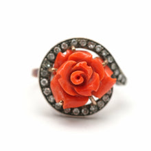 將圖片載入圖庫檢視器 10k Diamond Coral Rose Ring
