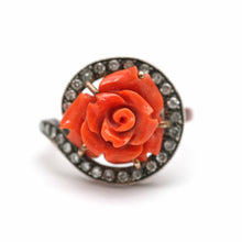 Load image into Gallery viewer, 10k Diamond Coral Rose Ring

