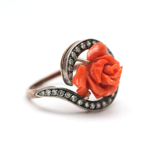 10k Diamond Coral Rose Ring