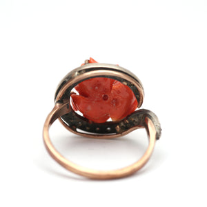 10k Diamond Coral Rose Ring