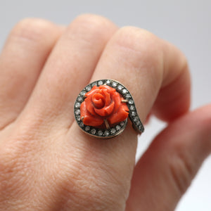 10k Diamond Coral Rose Ring