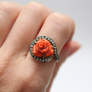 10k Diamond Coral Rose Ring