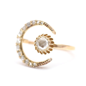 14k Rose Cut Diamond Celestial Wrap Ring