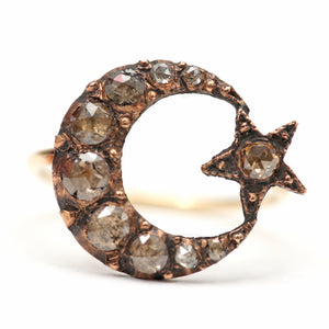 15K Rose Cut Diamond Celestial Conversion Ring