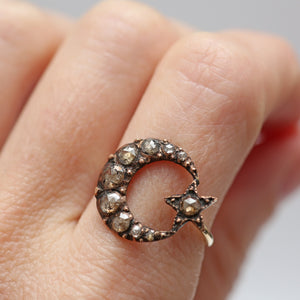 15K Rose Cut Diamond Celestial Conversion Ring