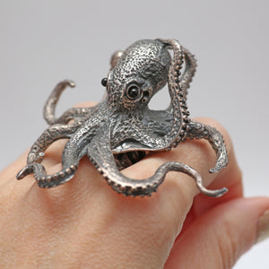 Giant Sterling Silver Octopus Ring