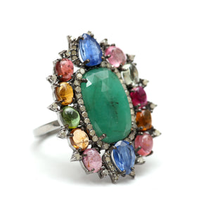 Sterling Emerald Tourmaline Ring
