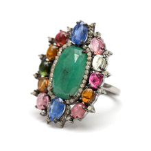 Laden Sie das Bild in den Galerie-Viewer, Sterling Emerald Tourmaline Ring

