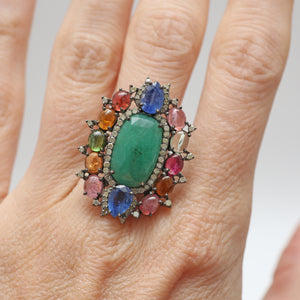Sterling Emerald Tourmaline Ring