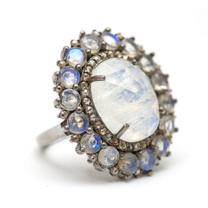Sterling Silver Rose Cut Moonstone Ring