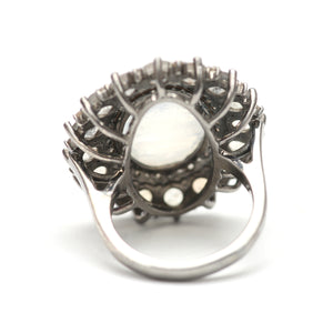 Sterling Silver Rose Cut Moonstone Ring
