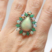 將圖片載入圖庫檢視器 Sterling Diamond Opal Emerald Ring
